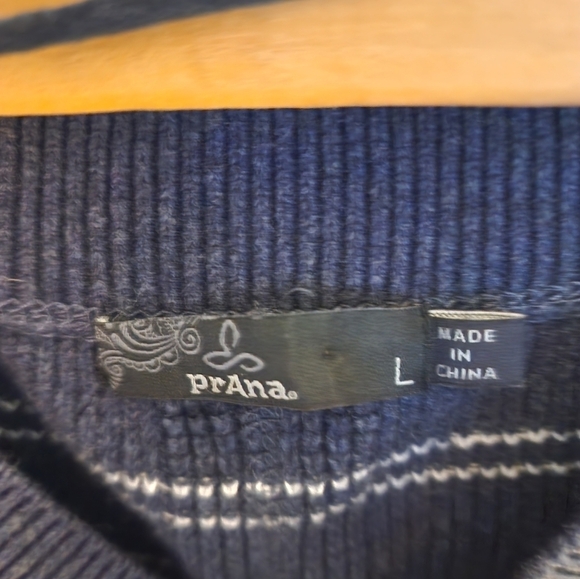 Prana organic cotton wool blend milani sweater dress size large navy stripe - Picture 8 of 13